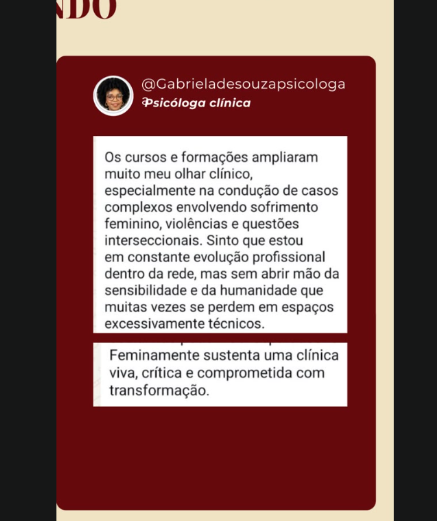 Depoimento de psicóloga participante da formação