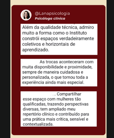 Depoimento de psicóloga participante da formação
