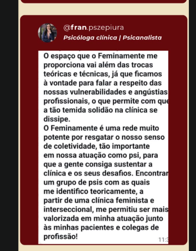Depoimento de psicóloga participante da formação